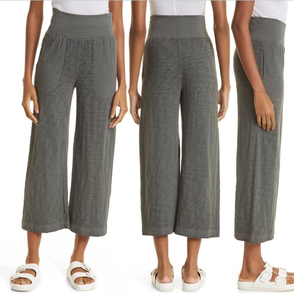 ATM Anthony Thomas Melillo Sublime Slub Jersey Wide Leg Pants in Coal Large NWT